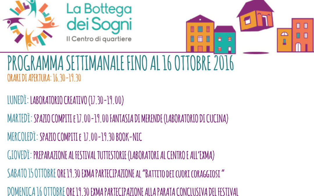 Programma attività del Centro di Quartiere La Bottega dei Sogni